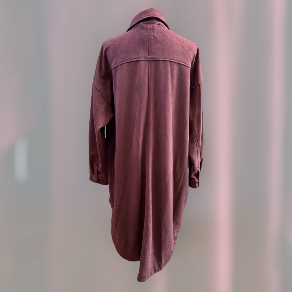 Oversized a Anthropology Pilot sz SM duster in rose faux suede soft cozy snaps - Picture 4 of 8